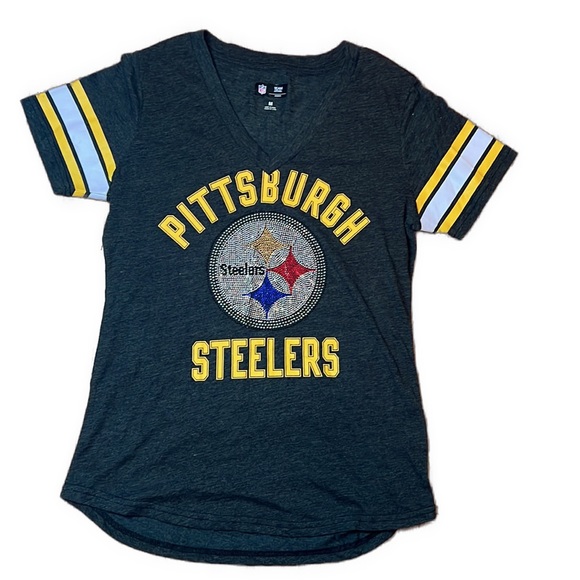 NFL Tops - Pittsburgh Steelers jeweled v neck tee